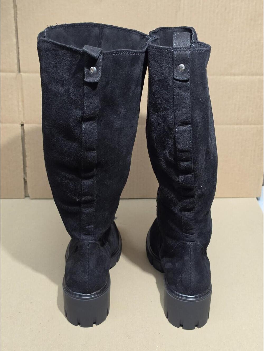 SO Yazmin Black Knee High Boots Womens Size 10 MWC Wide Calf Lug Sole Moto - Picture 4 of 7